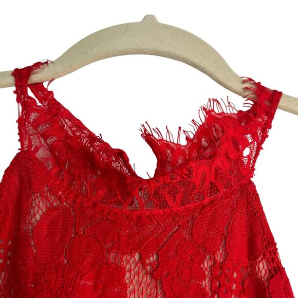 Sans Souci Red Lace Halter Sleeveless bodycon Dress Size XL - Picture 10 of 13